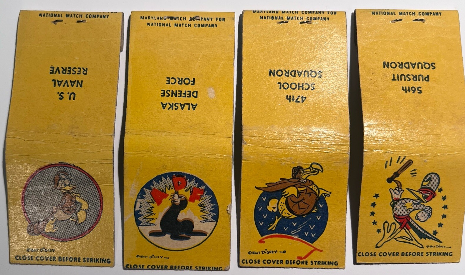 4 Vintage WALT DISNEY Studio Matchbook Covers Excellent UNSTRUCK Cond. 1940s #5 4 Vintage WALT DISNEY Studio Matchbook Covers Excellent UNSTRUCK Cond. 1940s #5