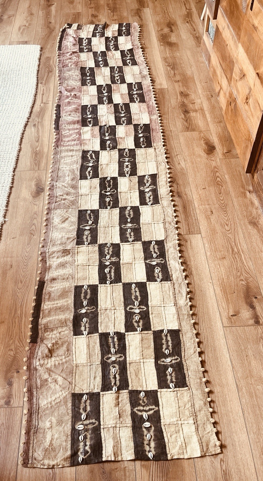 VTG 12ft African Ceremonial Raffia Woven Textile Fabric Authentic Handmade Kuba?