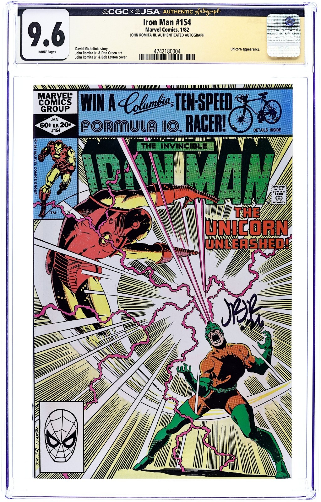 Iron Man #154 - 1982 - CGC 9.6 - Signed by John Romita Jr.