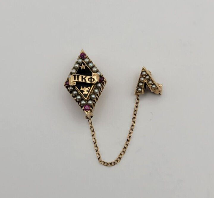 10K GOLD Pi Kappa Phi Fraternity Pin Badge w/Gems -- Vintage