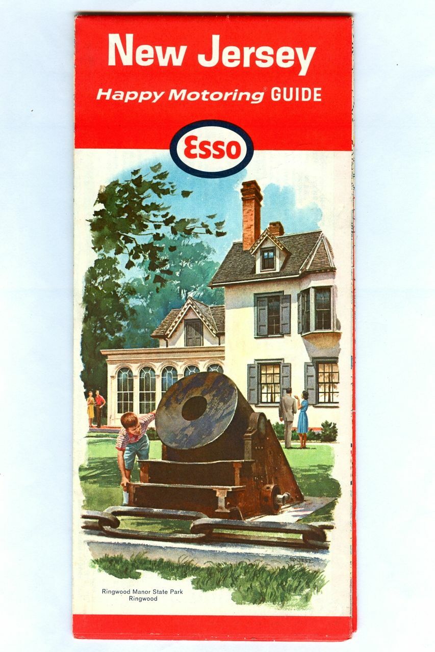 Vintage 1964 ESSO New Jersey ROAD MAP Happy Motoring HUMBLE OIL & Refining