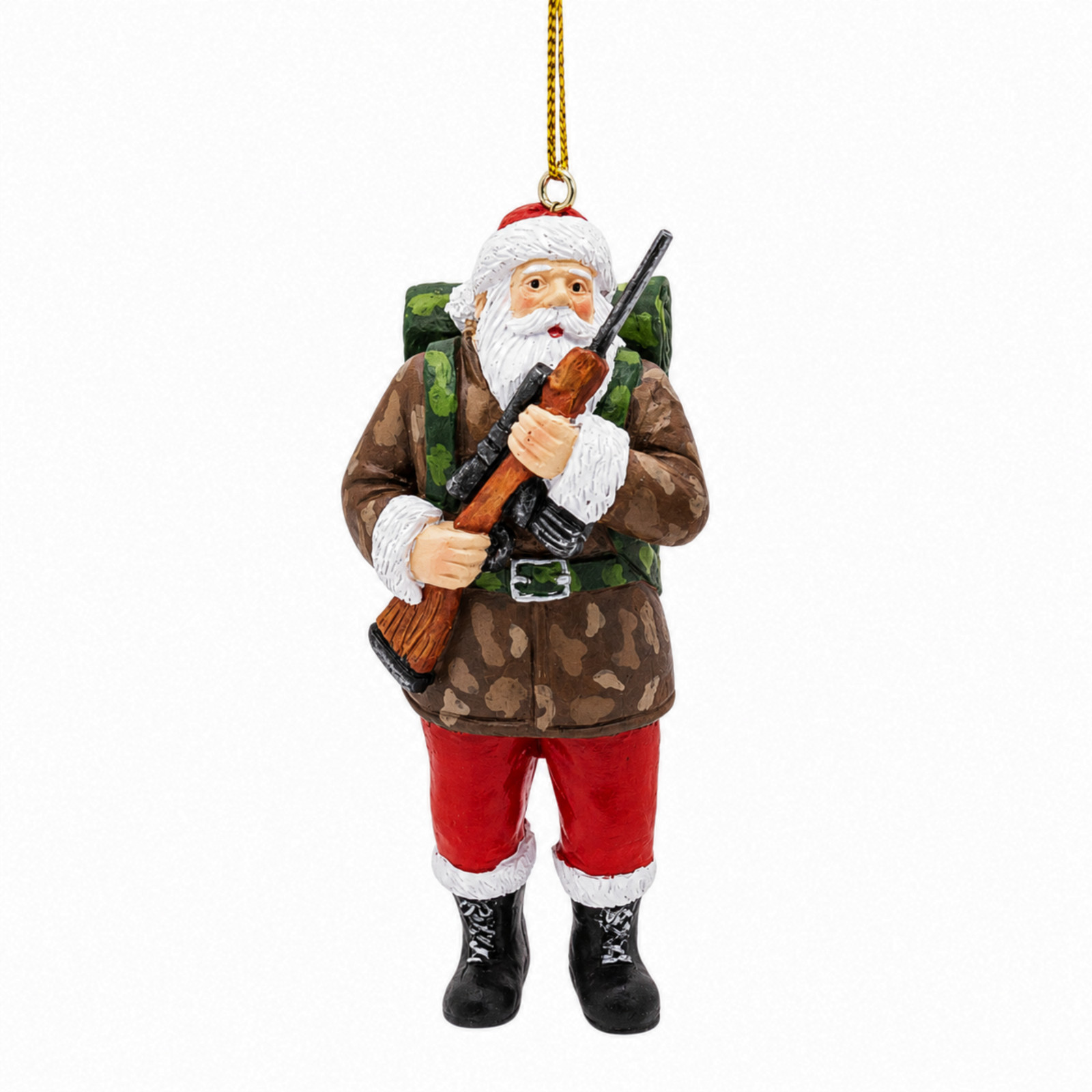 Outdoor Duck Deer Hunter Santa Claus Hunting Rifle Christmas Tree Ornament
