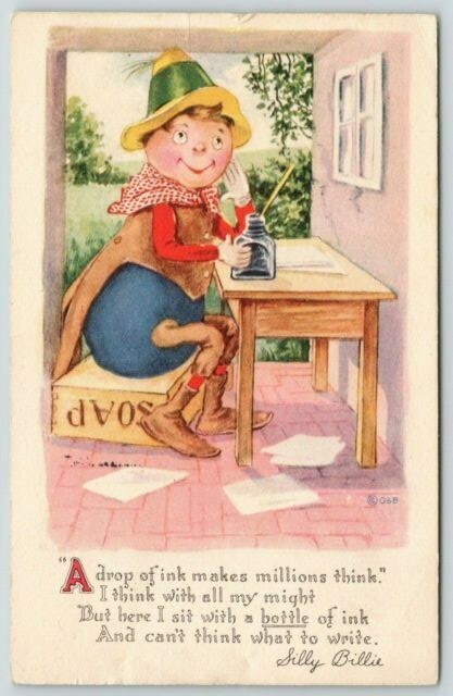 Silly Billie Comic~Drop of Ink Makes Millions Think~Bottle Ink~Can\'t Think~G&B