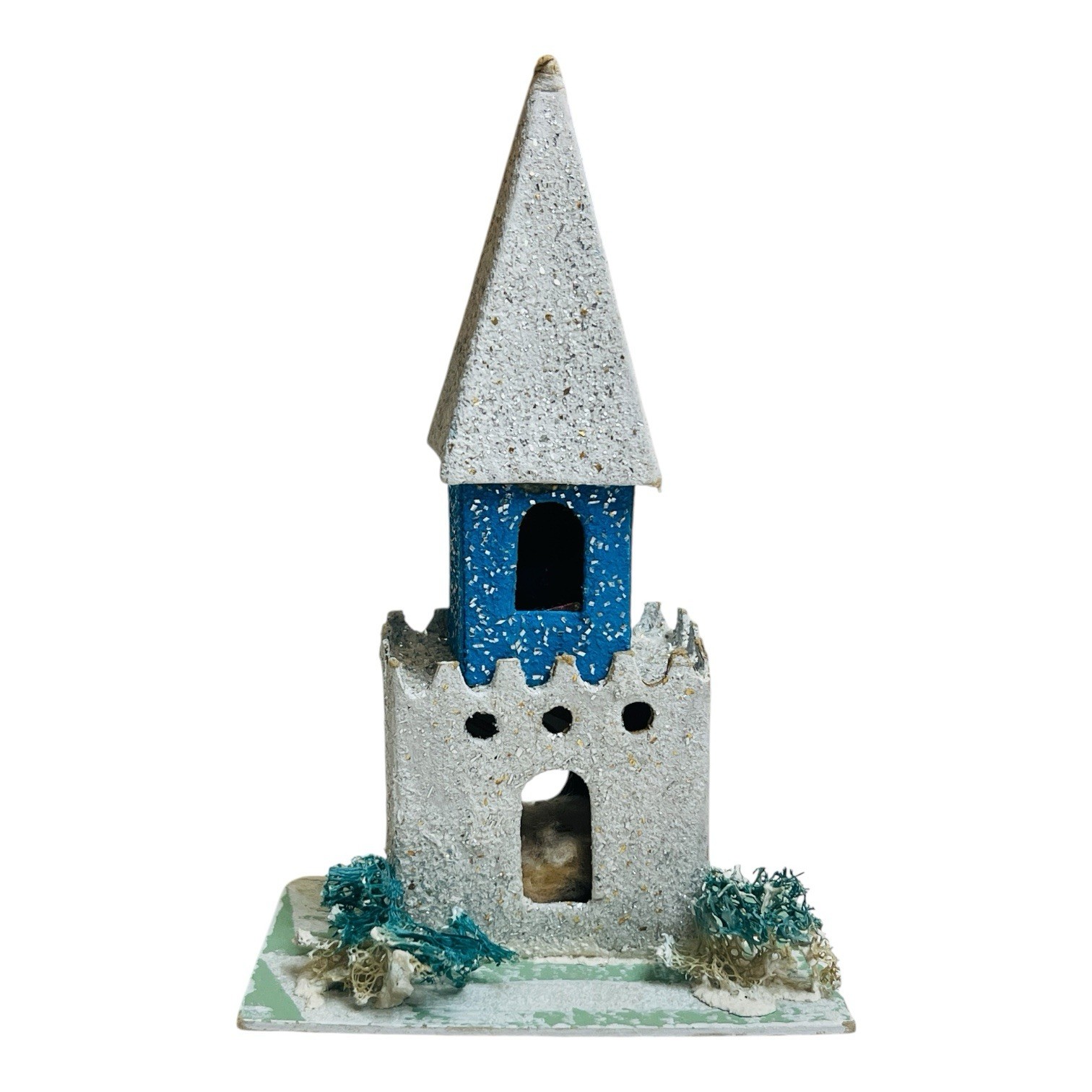 Vintage Japan 5” Mica Frosted Putz House Church 