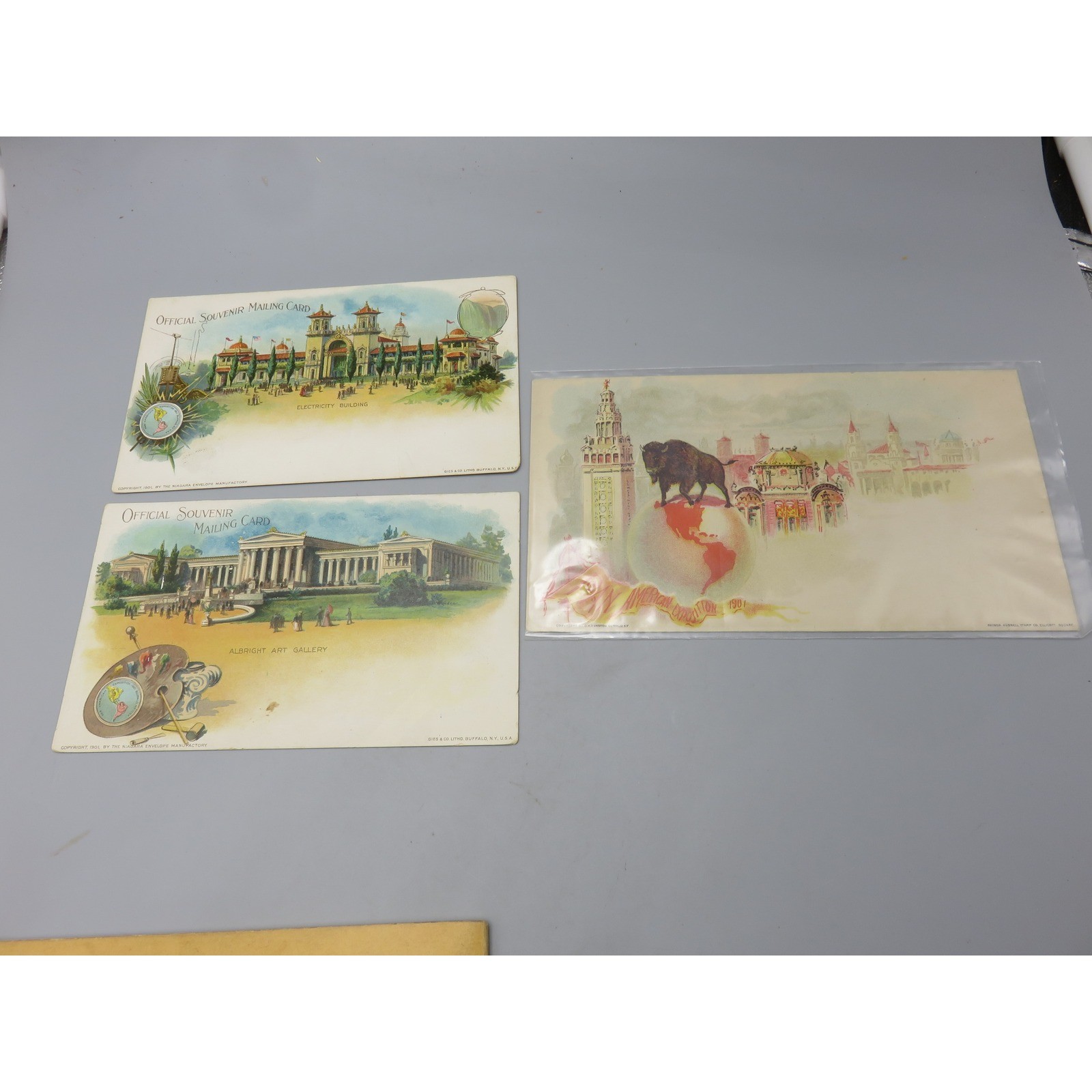 1901 Pan-American Exposition Buffalo NY Souvenir Mailing Cards Set of 3 Vintage