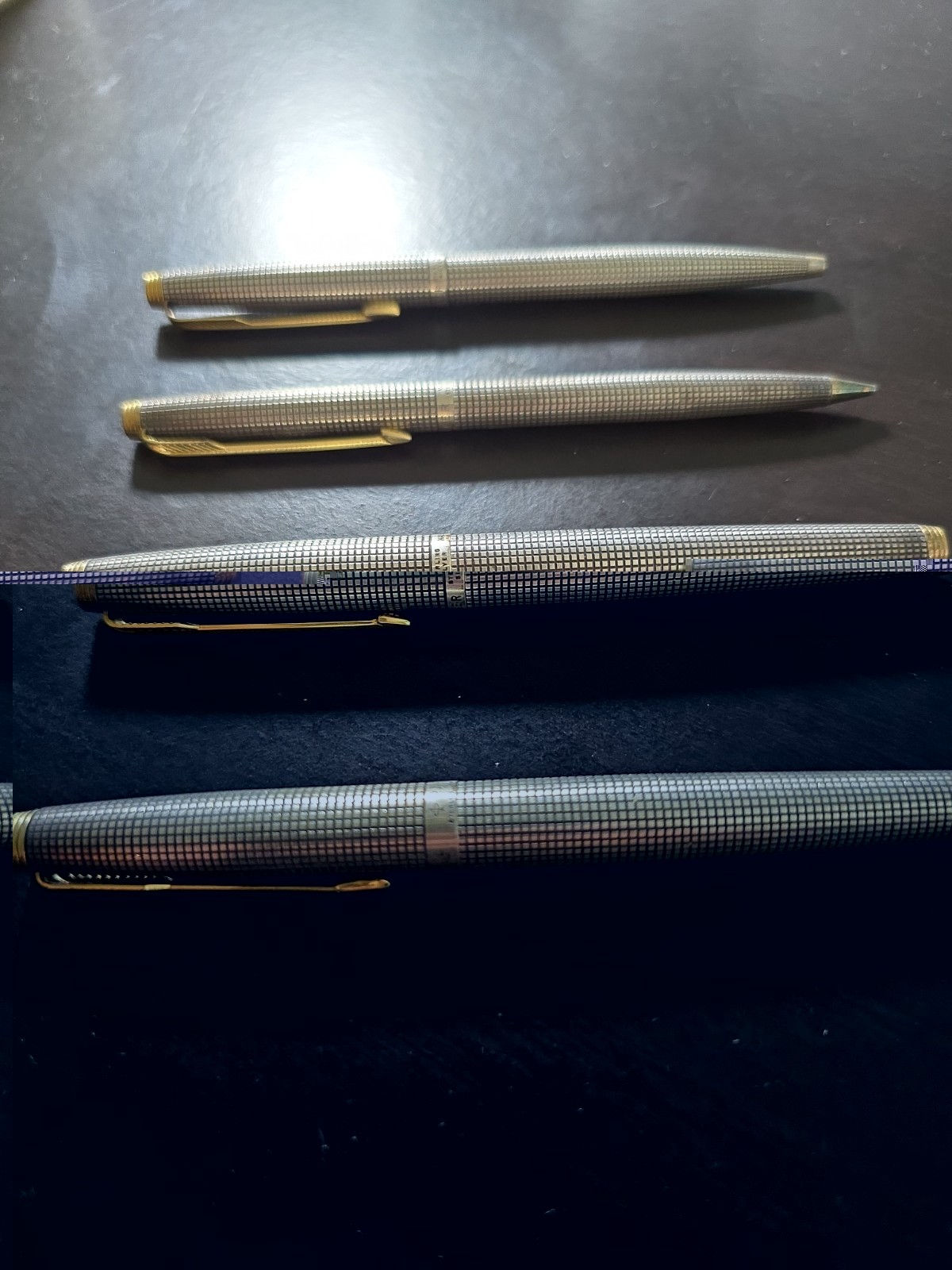 Vintage Parker 75 Sterling Silver Cisele Fountain Pen 14K Gold Nib(XF) FULL SET