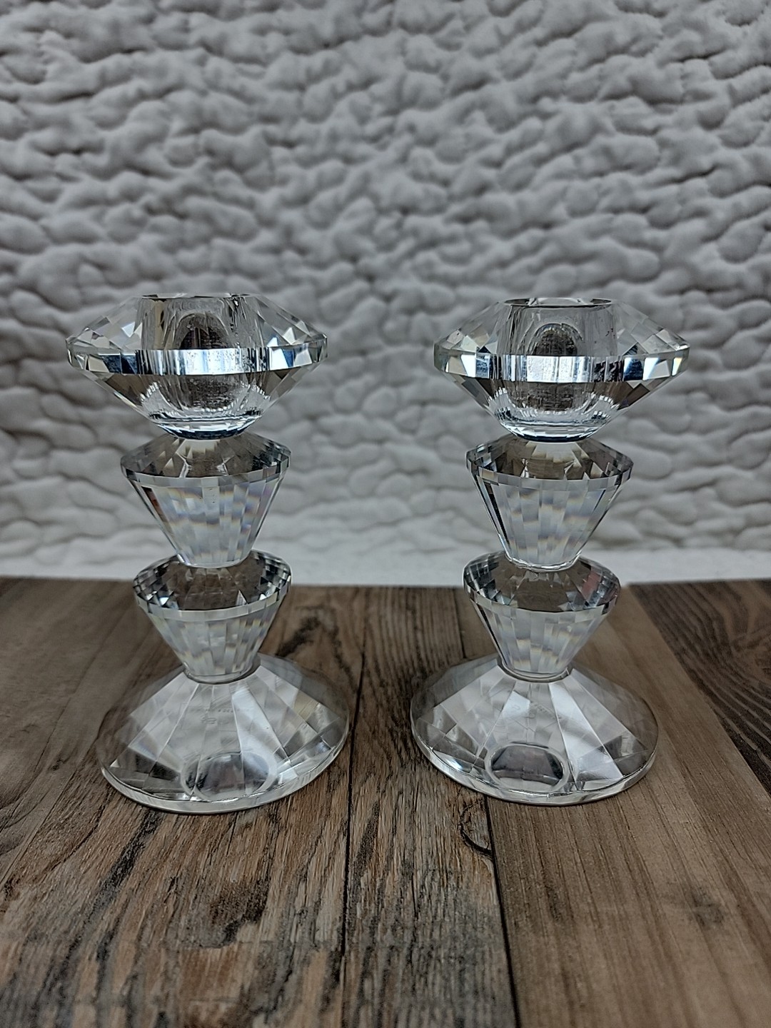 SD Simon Designs Vintage Crystal Multi Faceted Candlestick Holders Dazzling
