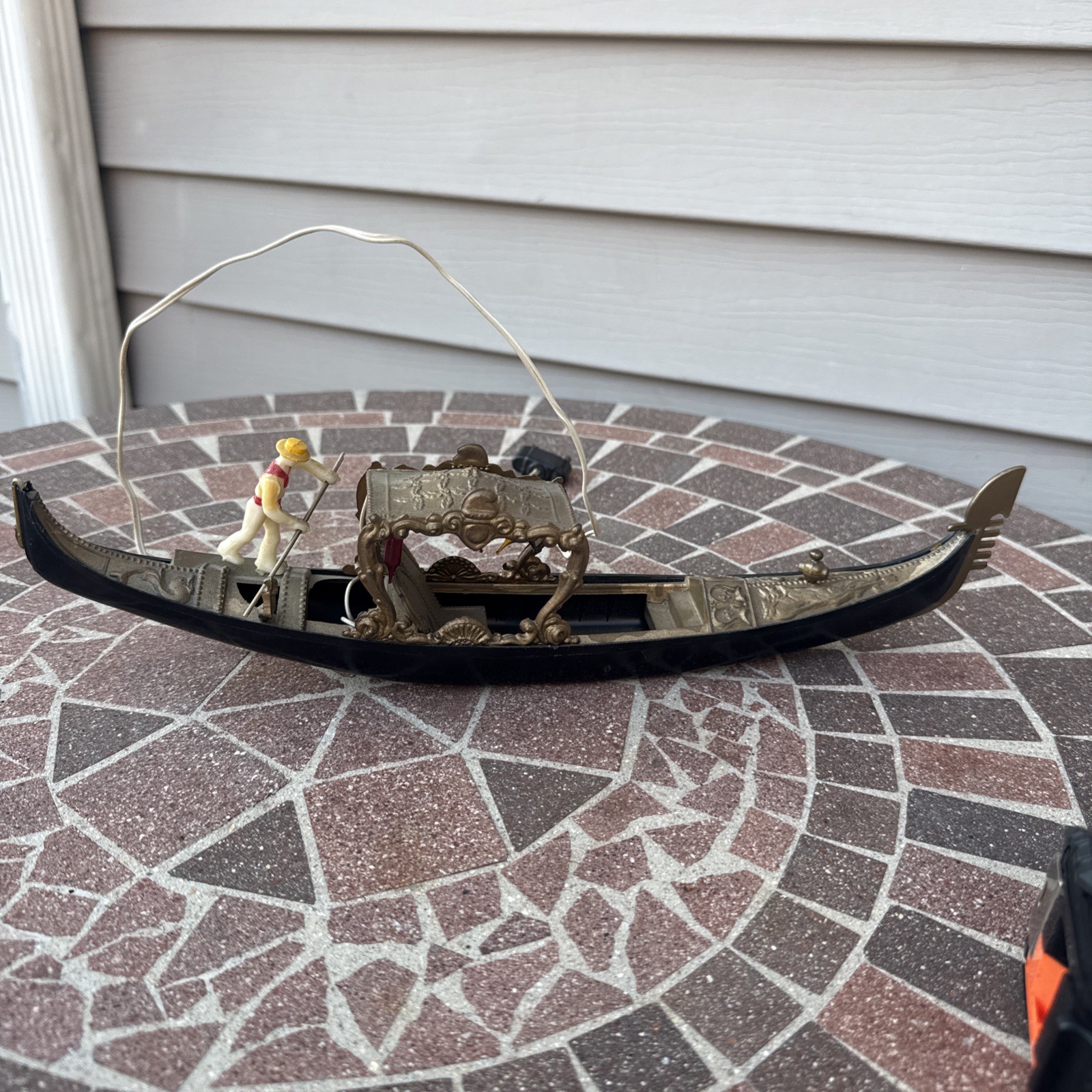 VINTAGE 60\'s ITALIAN VENICE SOUVENIR LIGHTED GONDOLA CAR, DANCER, Missing Parts