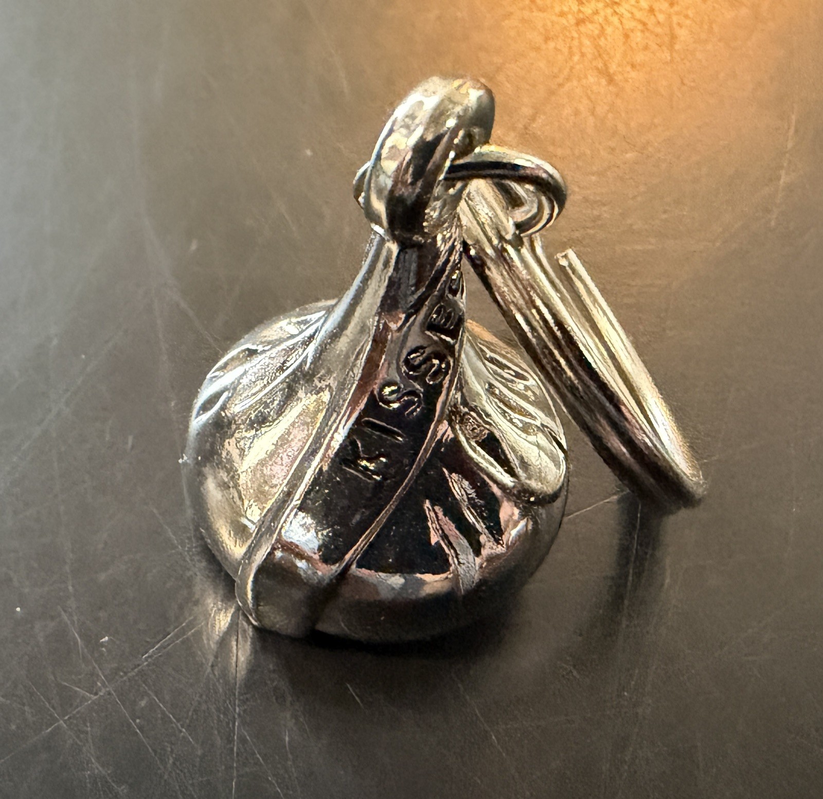 Silver-Tone Hershey Kiss Charm Pendant Keychain - Won't Melt In Your Hand Cute Silver-Tone Hershey Kiss Charm Pendant Keychain - Won't Melt In Your Hand Cute