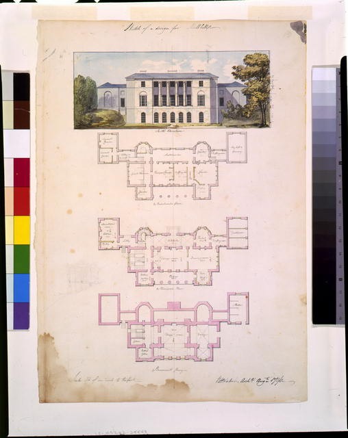 Photo:Virginia 1796 Mill Hill House Church South Elevation Floor Plans