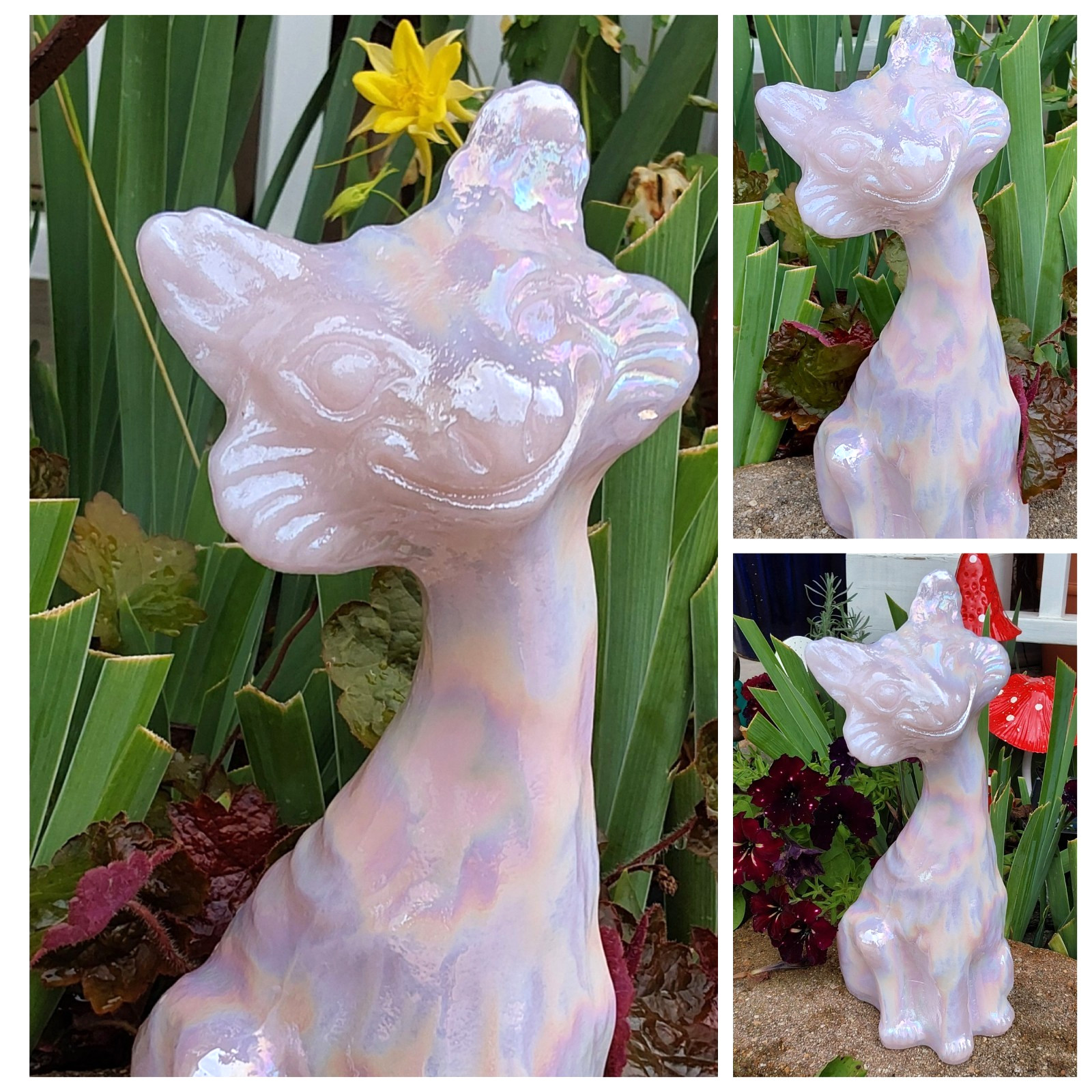 Vintage Fenton Mold Mosser Glass Pink Iridescent Milk Glass Sassy Alley Cat 11