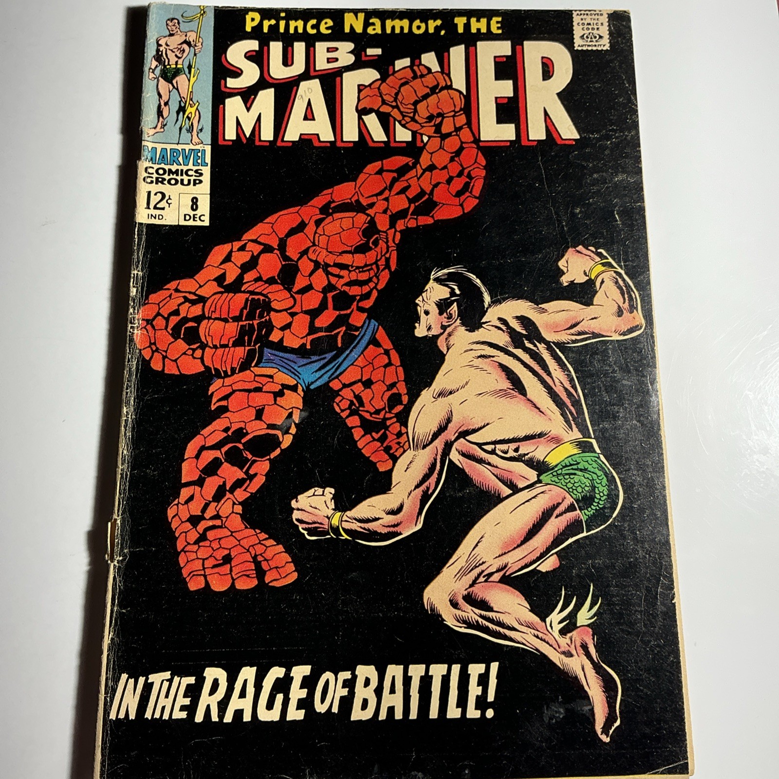 Sub-Mariner #8 1968 VG John Buscema Thing Vs. Sub-Mariner Marvel Silver Age Book