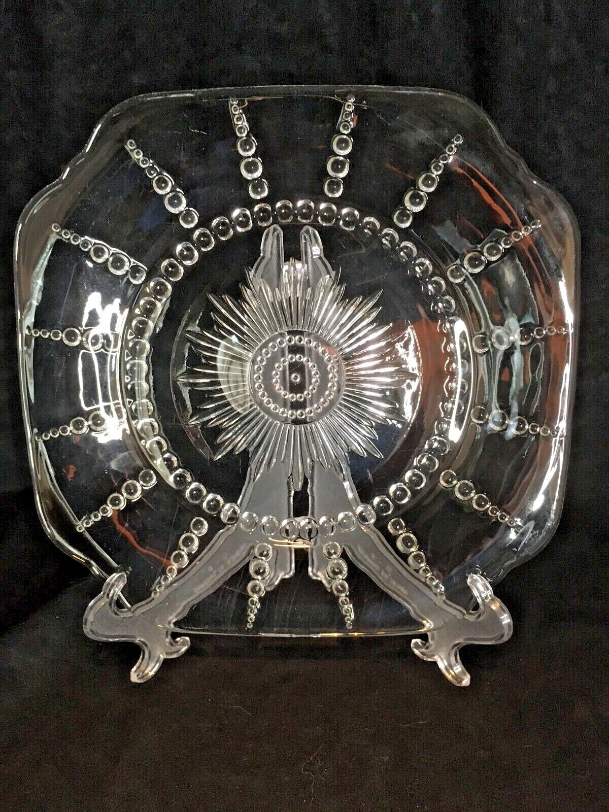 Vintage Federal Clear Bubble Glass Columbia Square Dinner Plate 9