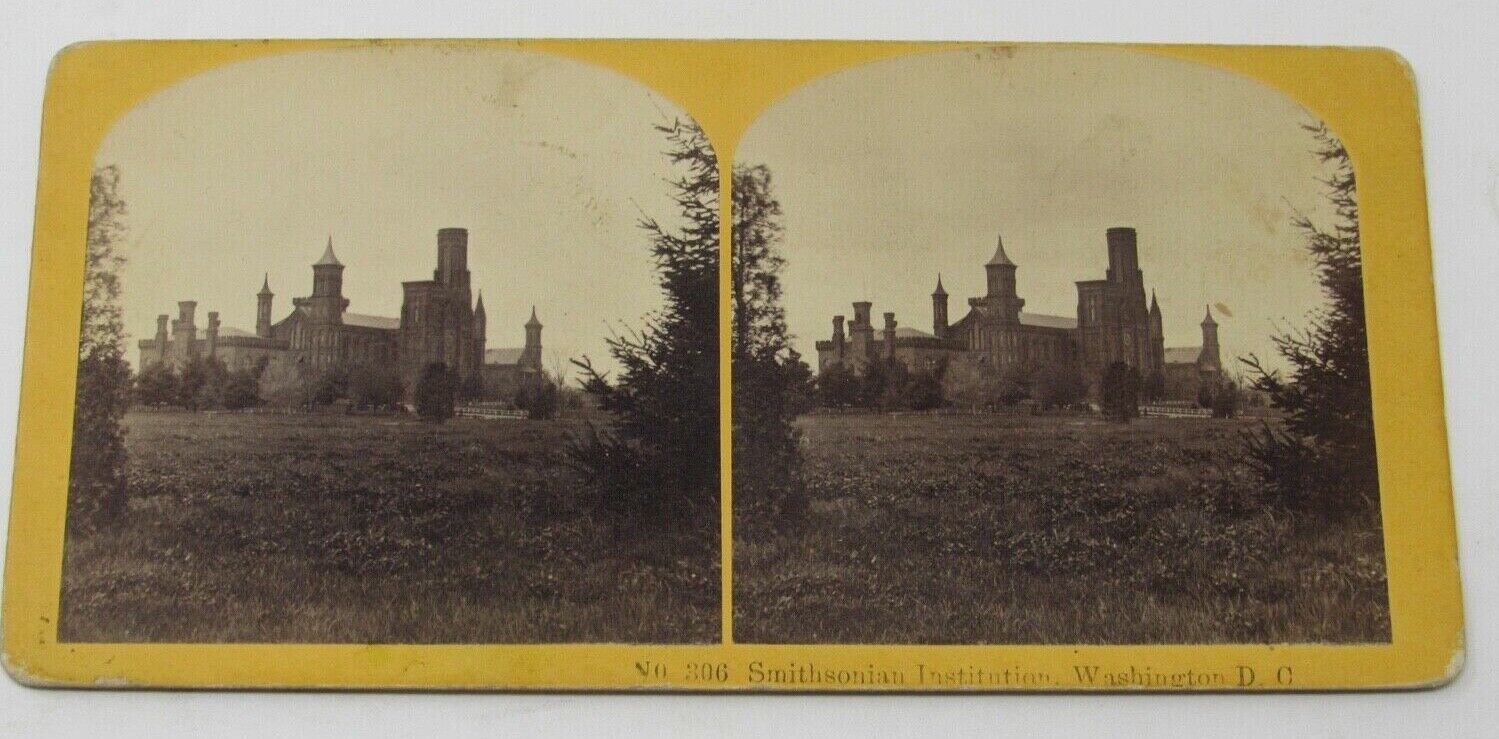 Early Smithsonian Institution Stereoview Photo Washington D. C. c 1870s Antique