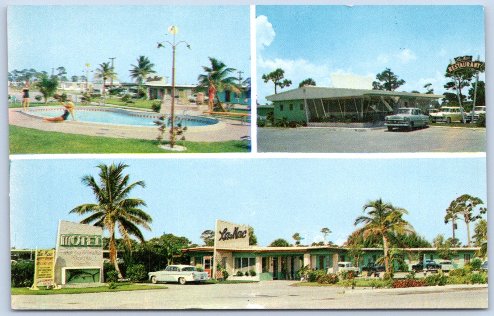 Postcard FL Pompano Beach Florida LaMac Motel And Restaurant 1950s C175