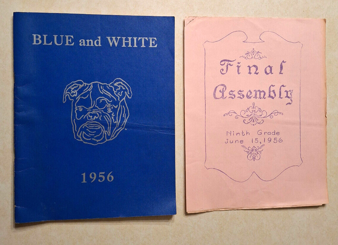 Vintage Bangor Maine Junior High School ME Yearbook 1956 Blue and White History
