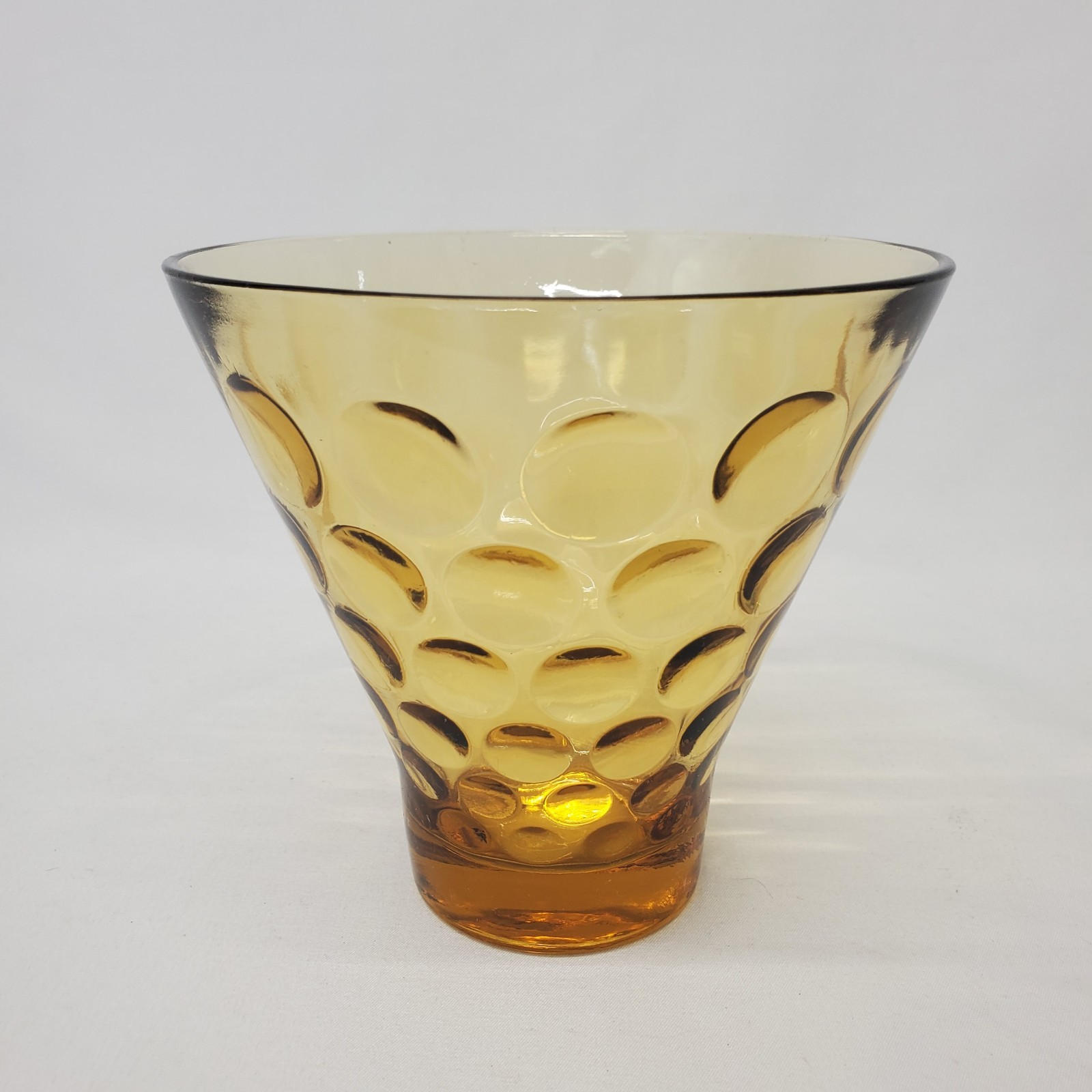 VTG Hazel Atlas Amber Optic Dots Candy Dish Bowl Art Glass El Dorado MCM 5\
