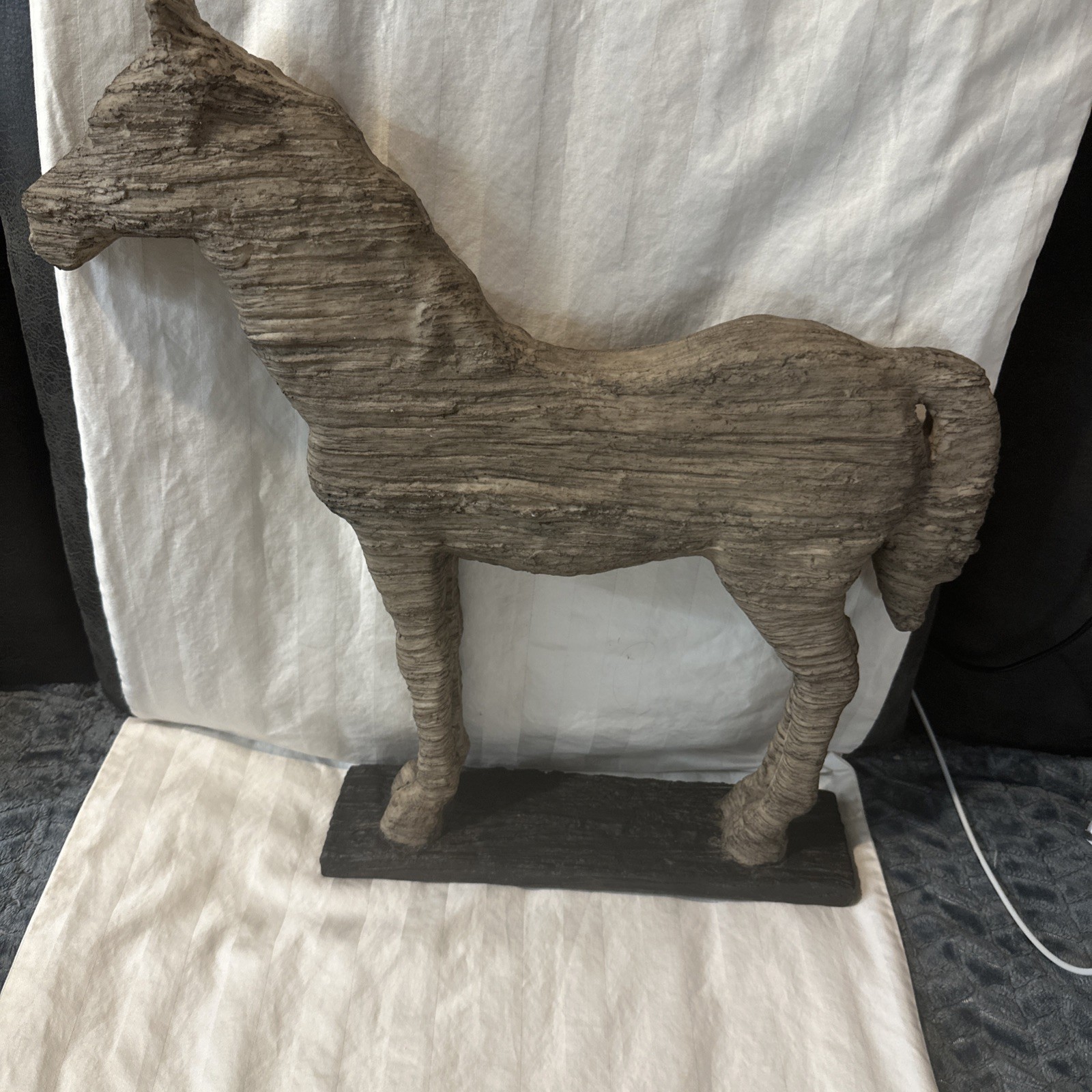 Deco 79 Polystone Horse Tabletop Figurine Weathered Wood-Textured Finish Beige Deco 79 Polystone Horse Tabletop Figurine Weathered Wood-Textured Finish Beige