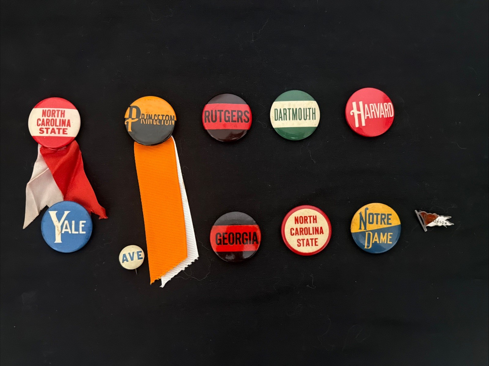 Vintage College Pinback Lot Yale Harvard Princeton CMR Sterling Dickinson