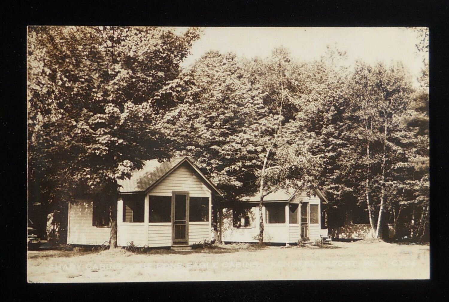 RPPC 1953 Shady Cabins The Lone Eagle Cabins 300th Anniversary Kennebunkport ME