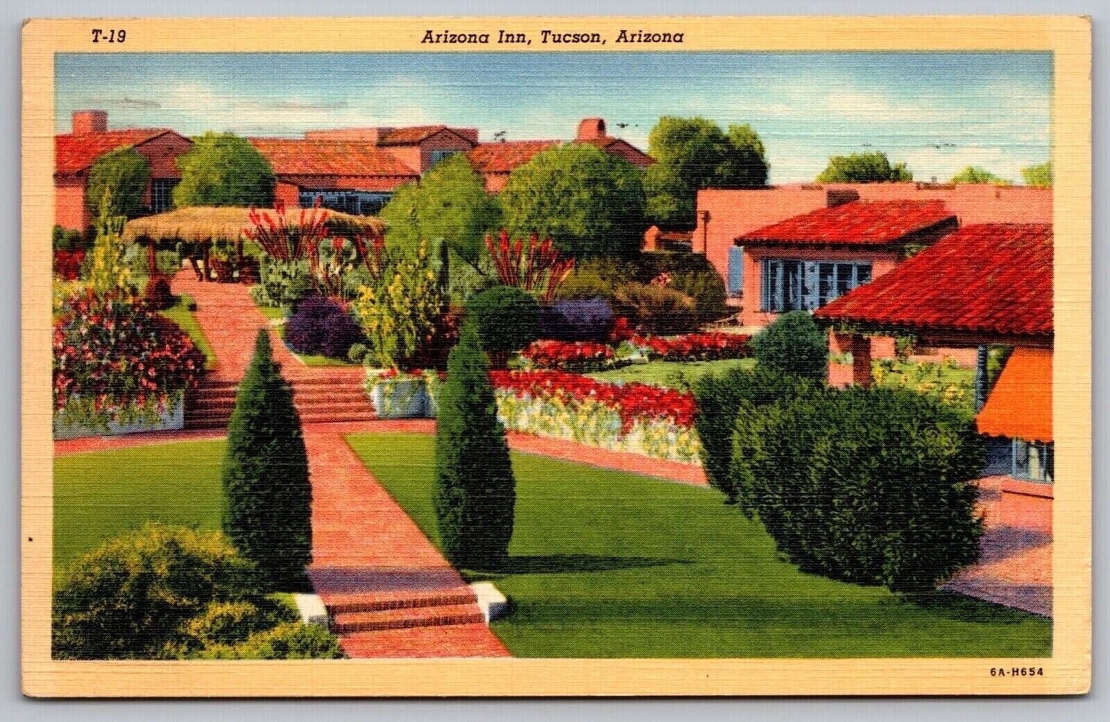 Arizona Inn Tucson Arizona Birds Eye View Flower Garden Motel Vintage Postcard