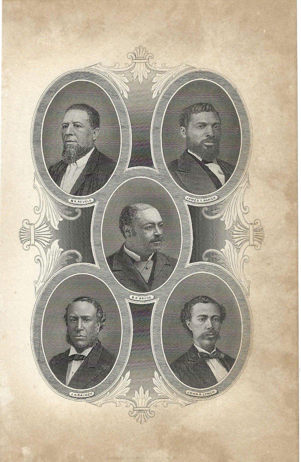 Rare 1880s Engraved Portrait~BLACK AFRICAN-AMERICAN CONGRESS~RECONSTRUCTION ERA
