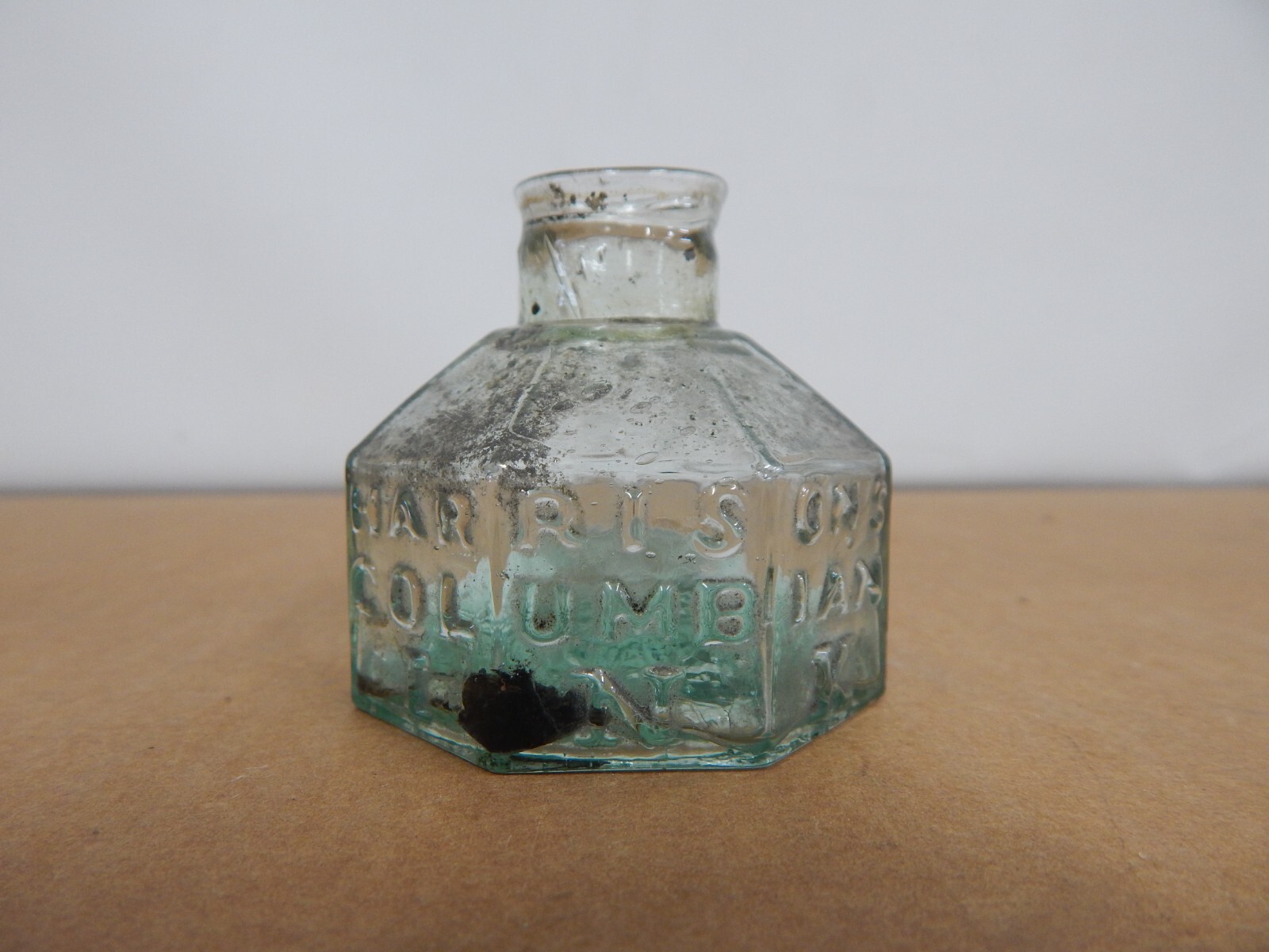 Antique 1840\'s - 1860\'s Harrison\'s Columbian Ink Well Glass Jar Hand Made RARE