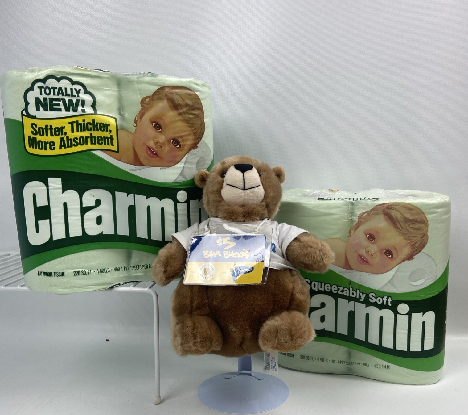 Build A Bear Charmin Toilet Paper Plush Bear & 2 Green Toilet Paper Vintage