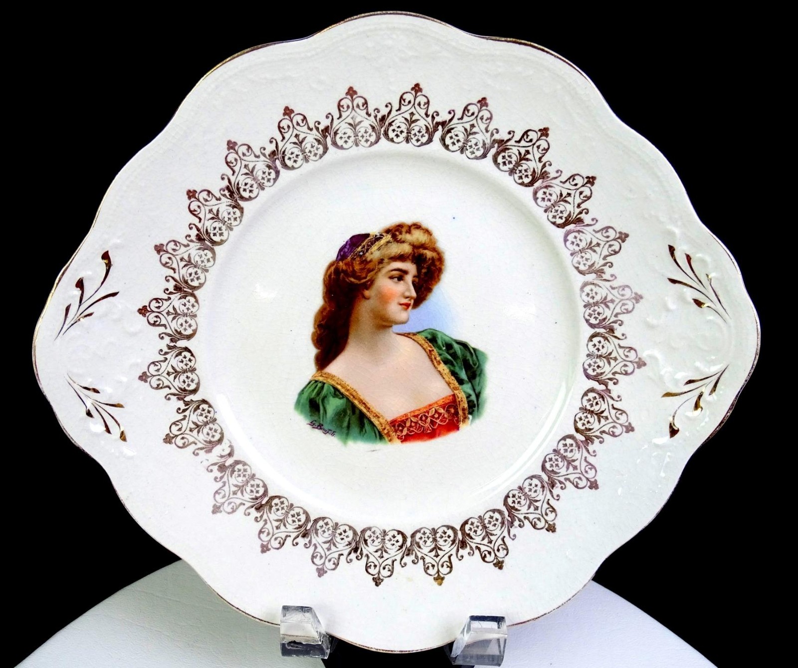 The Colonial Co. Porcelain Portrait Gold Scrolls Antique 11\