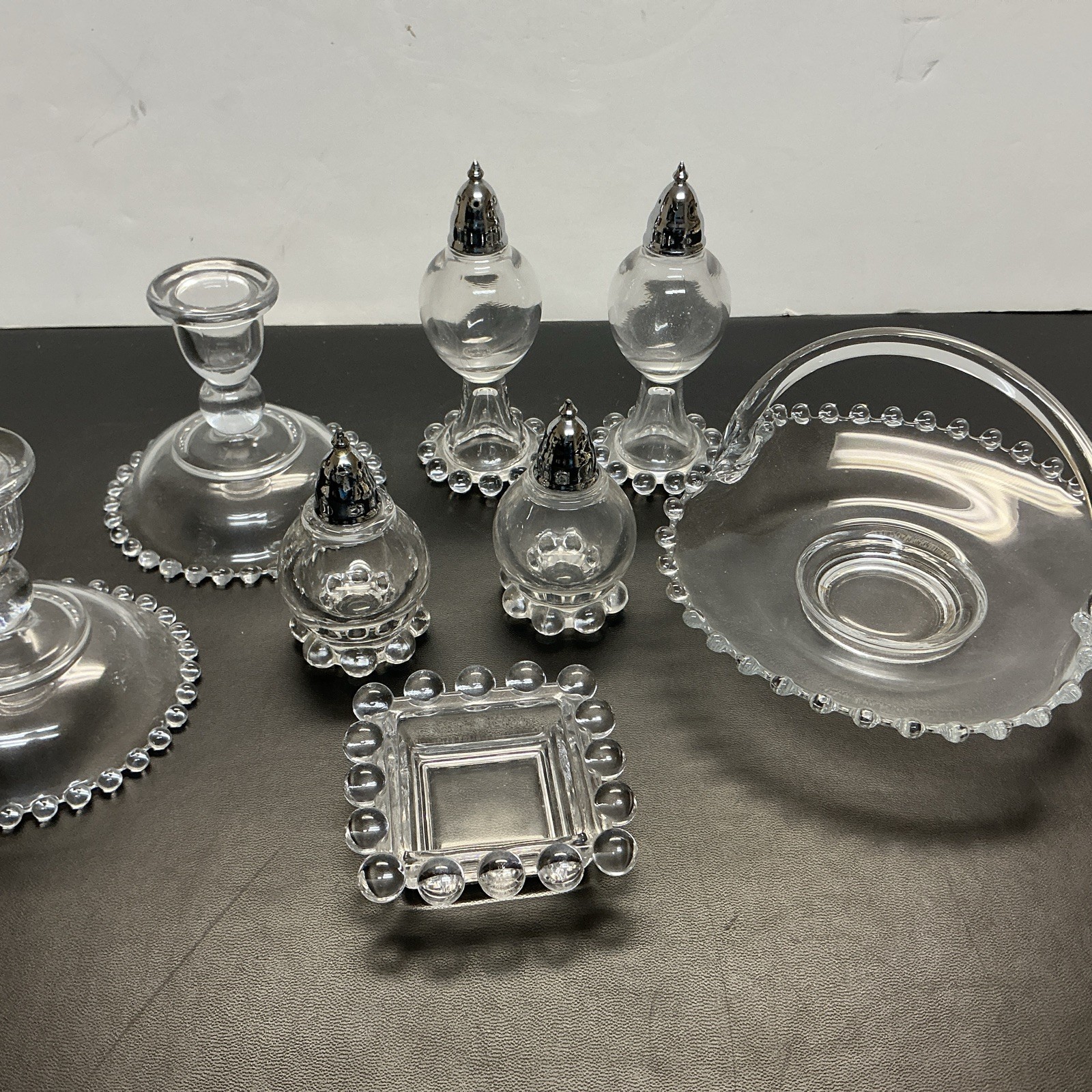 8 pieces Imperial Candlewick Clear Crystal Glassware Lot Of 8 Assorted Pieces