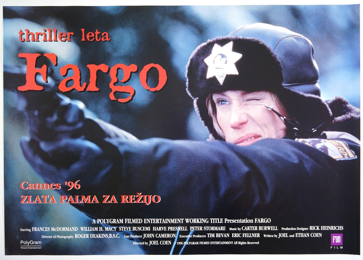 FARGO ❄️27x19 Orig. RARE SLO movie poster 1996 FRANCES MCDORMAND JOEL ETHAN COEN