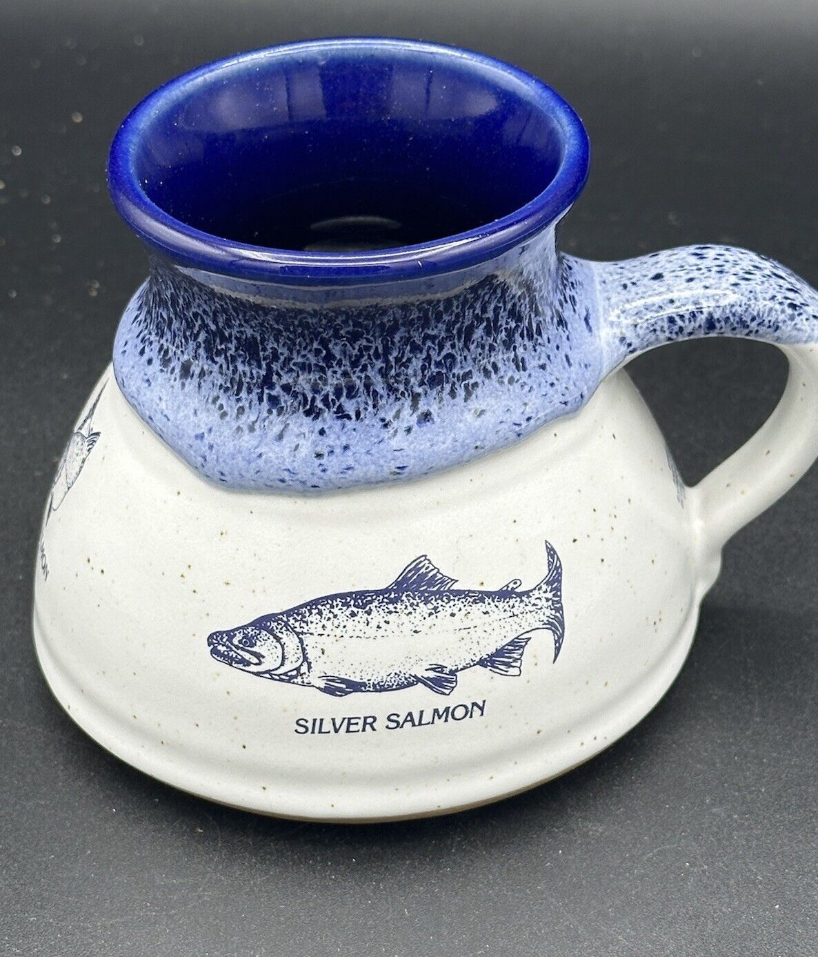 Salmon Specie Pottery Mug 1985 Angler's Expressions Coffee Tea No Spill Ceramic