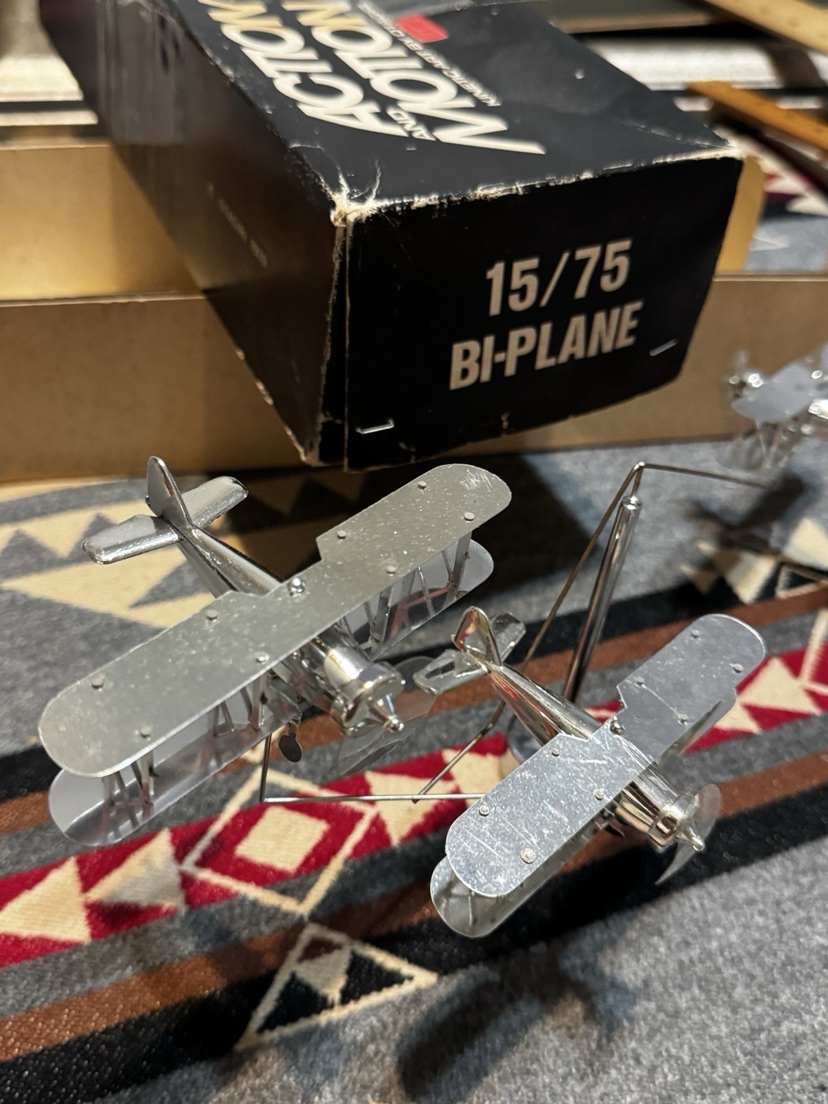Vtg 1979 Otagiri Made in Japan Action and Motion Bi-Plane 15/75 Kinetic Art B5