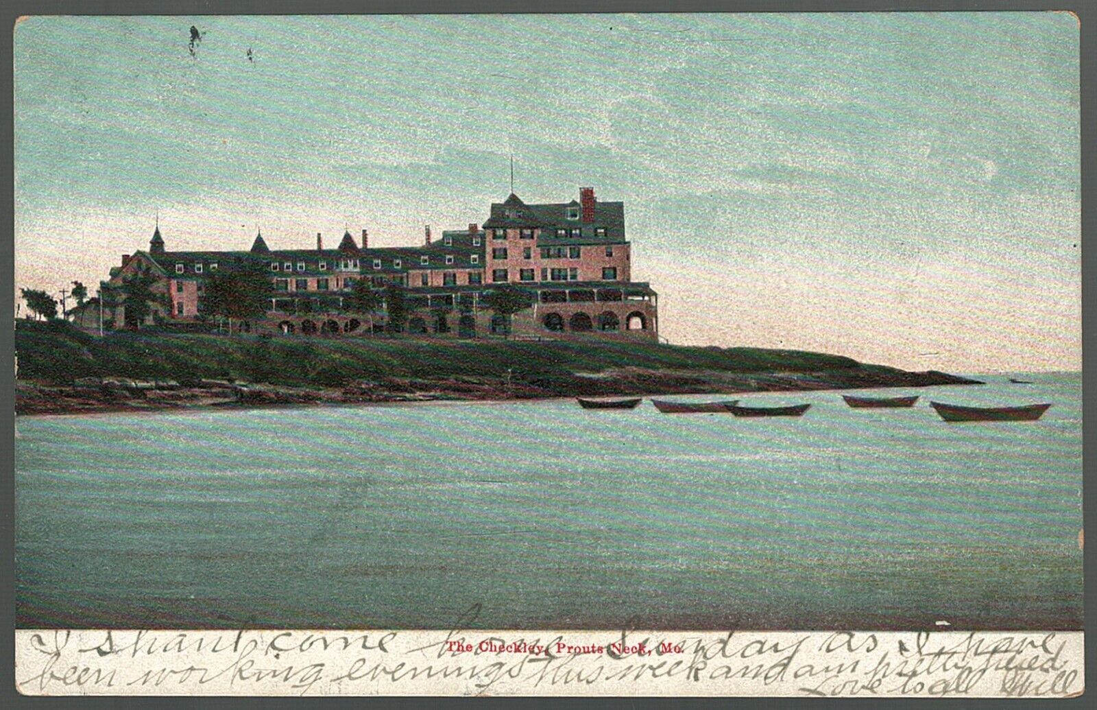 Postcard Prouts Neck Maine The Checkley House Hotel Cumberland County 1904