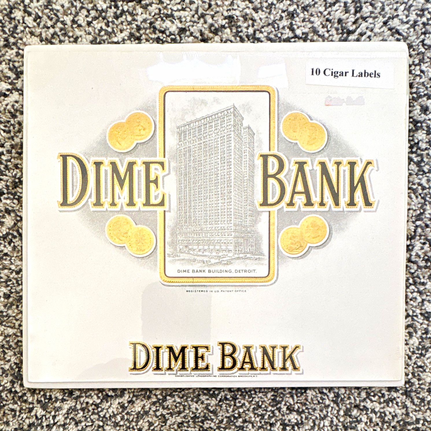 Dime Bank Detroit Dime Bank Building 10 Cigar Labels Set (10 Labels) Vintage