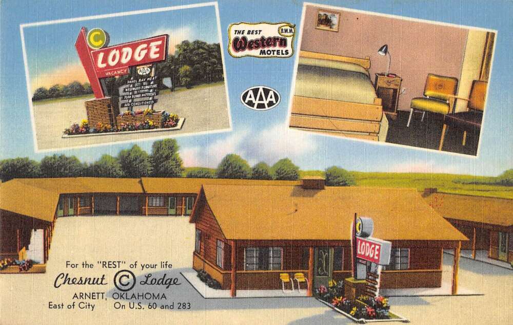 Arnett Oklahoma Chesnut Lodge Linen Vintage Postcard AA31840