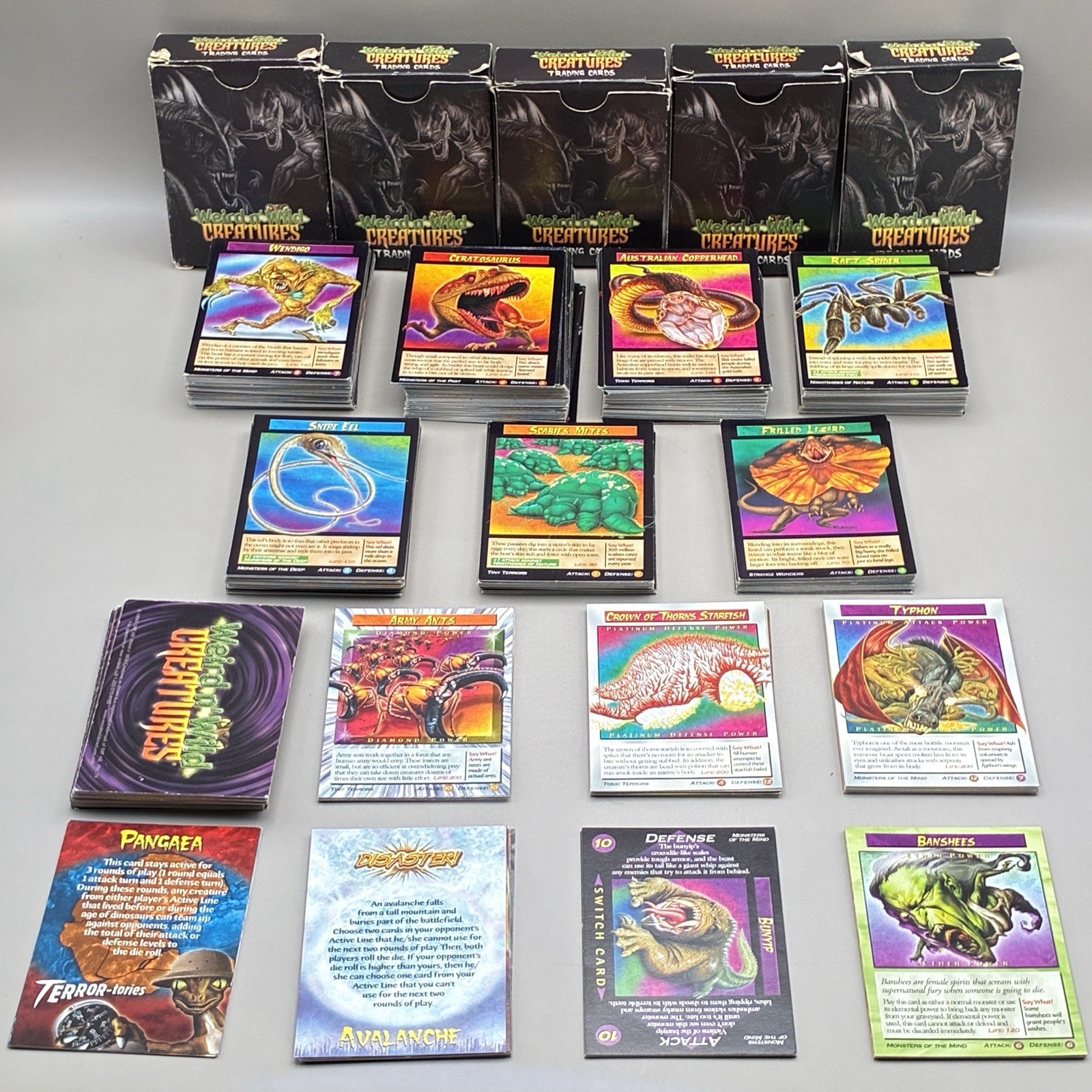 Weird \'N Wild Creatures Trading Card Game Lot 480 Cards 30+ Premium/Premium Plus