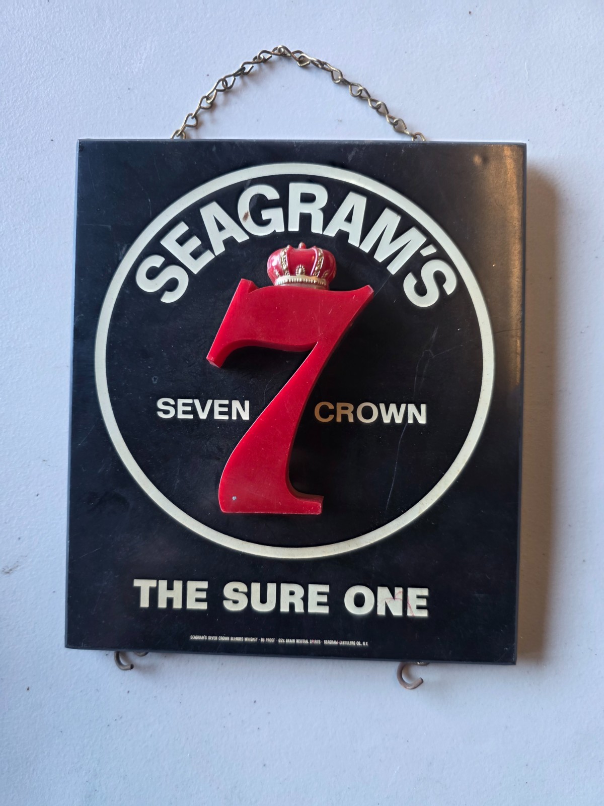 Vintage Seagram's 7 Crown Whiskey 3D Plastic Bar Advertising Sign Display
