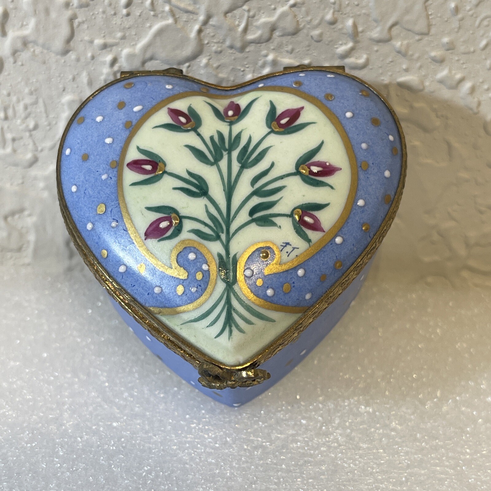 Vintage Laure Selignac David Orgell Limoge France Peint Main Heart Trinket Box Vintage Laure Selignac David Orgell Limoge France Peint Main Heart Trinket Box