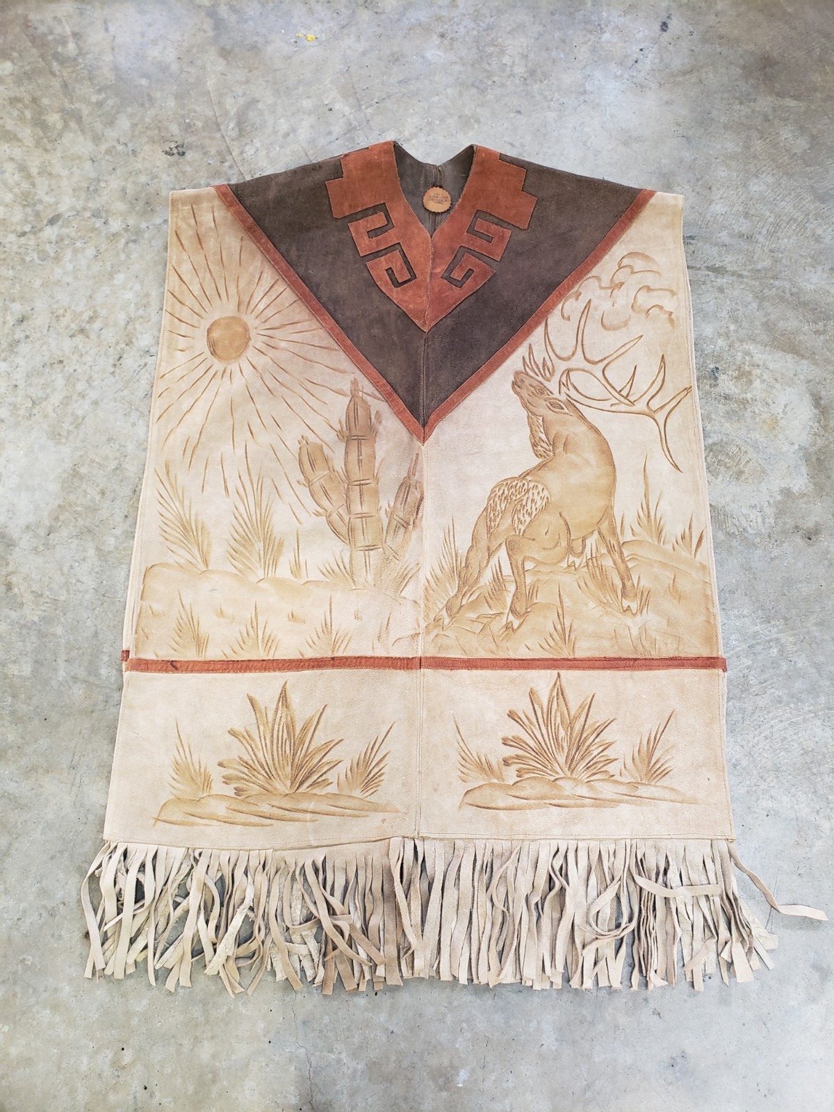 Gomez R Genuine Leather Handmade Western Mexican Poncho, Chaps & Hat Set