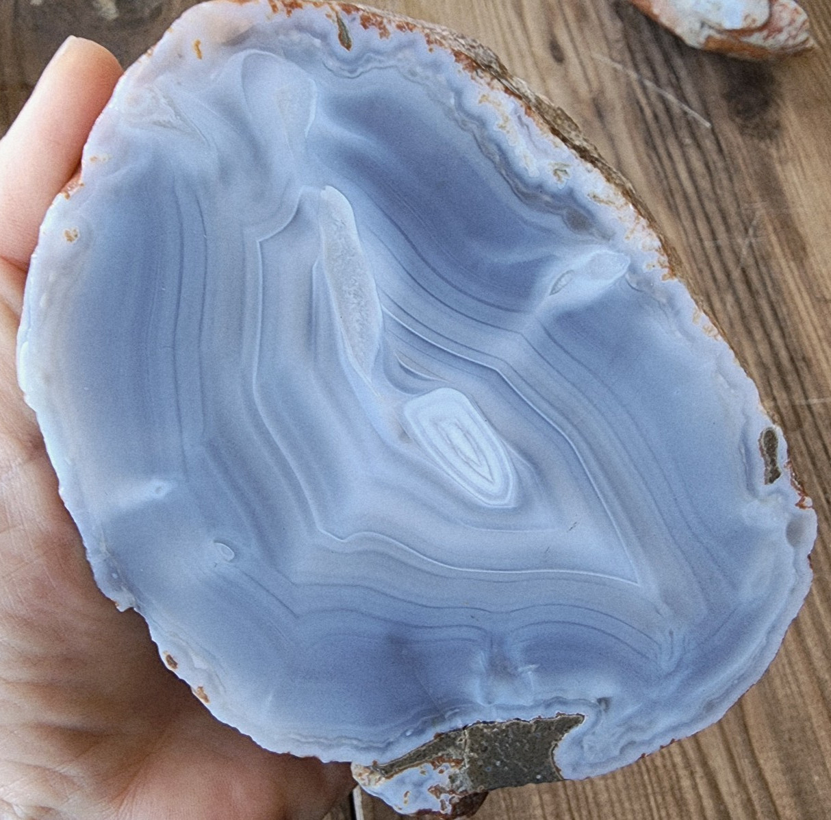 2.7 lbs (1.2 kg) Blue Banded Agate Pair, Blue Agate Specimen, Natural Blue Agate