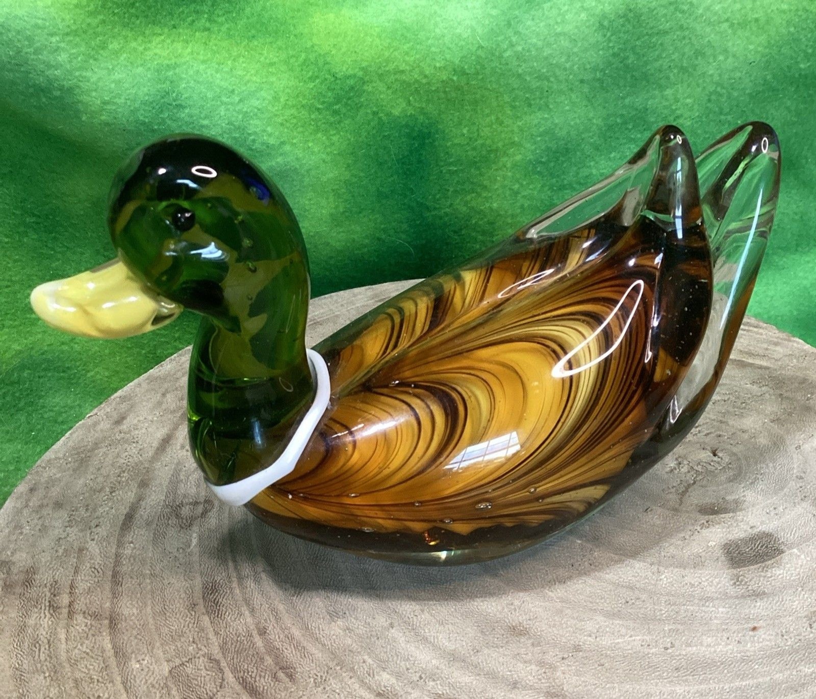 Mallard Duck Art Glass Figurine Paperweight Handcrafted Unique Art Office Decor