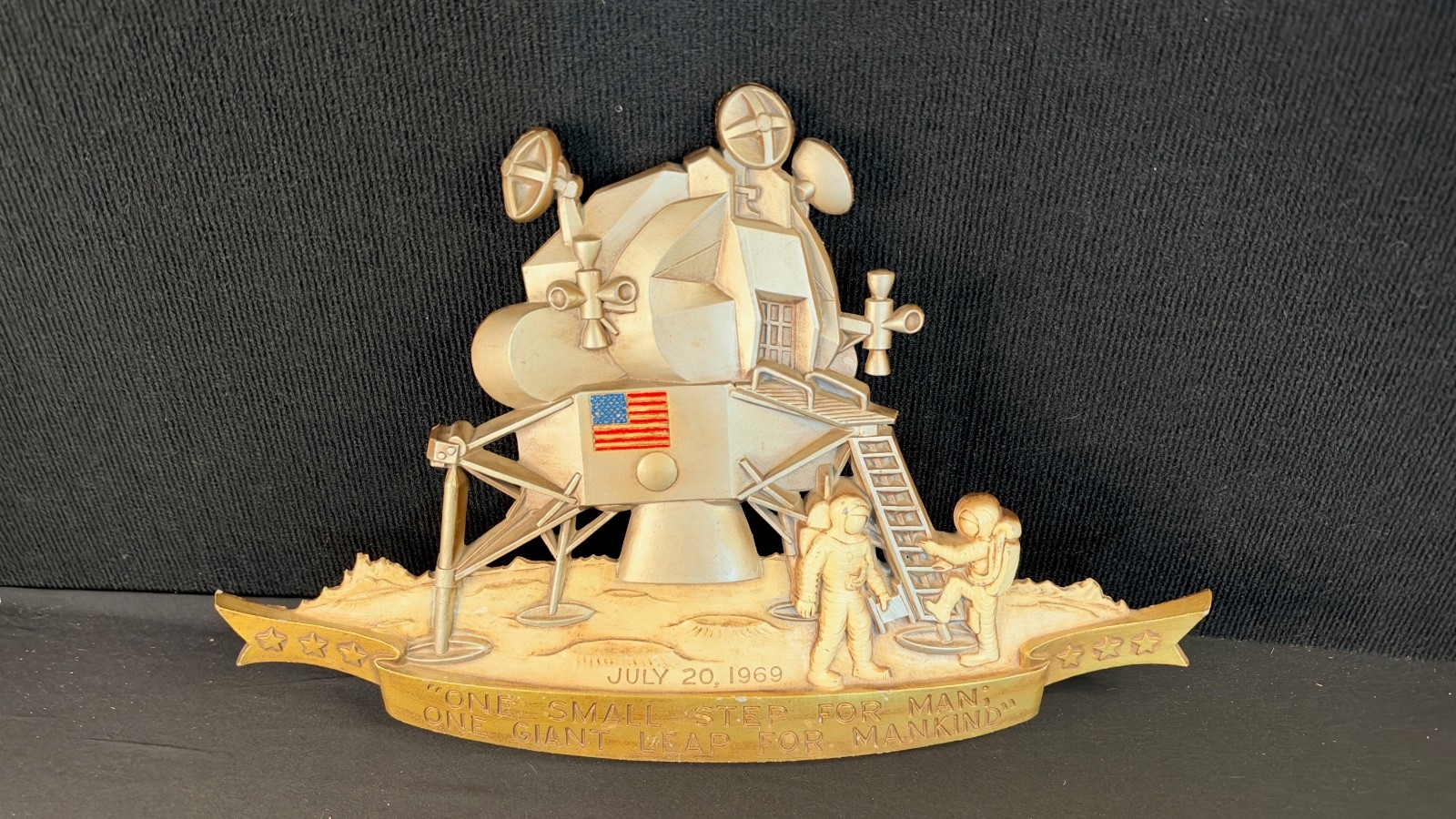 Vintage 1969 Apollo 11 Moon Landing Astronaut Sexton Cast Metal Wall Plaque