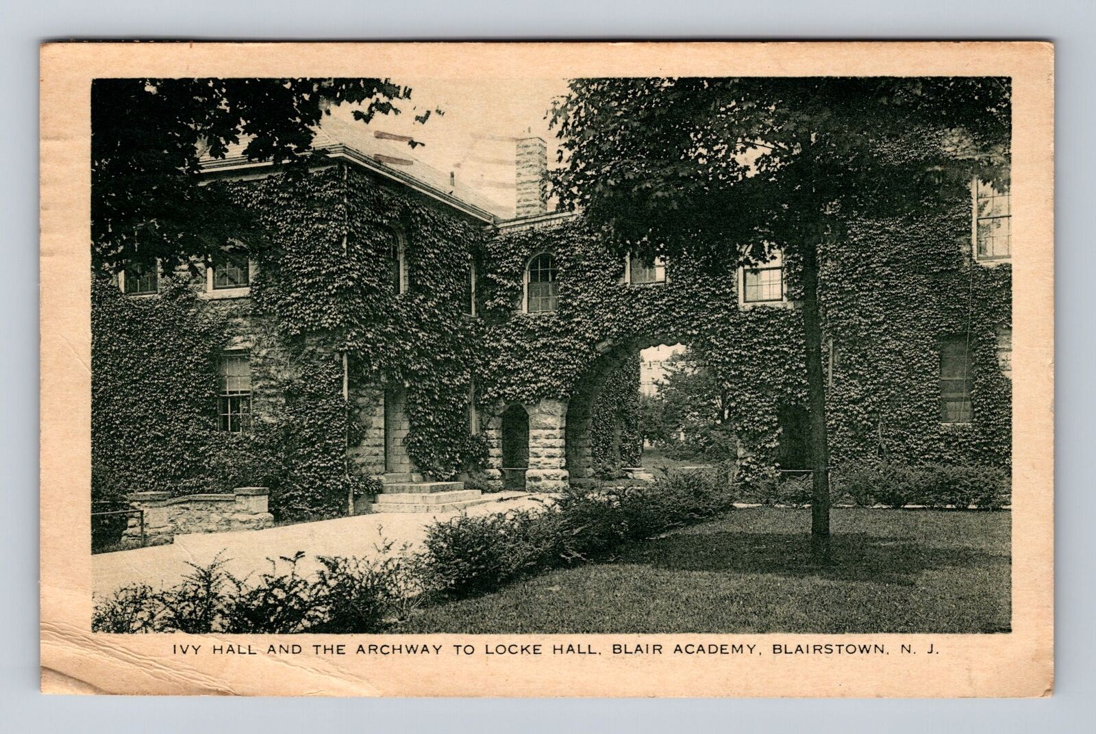 Blairstown NJ-New Jersey, Ivy Hall Archway To Locke Hall Vintage c1943 Postcard