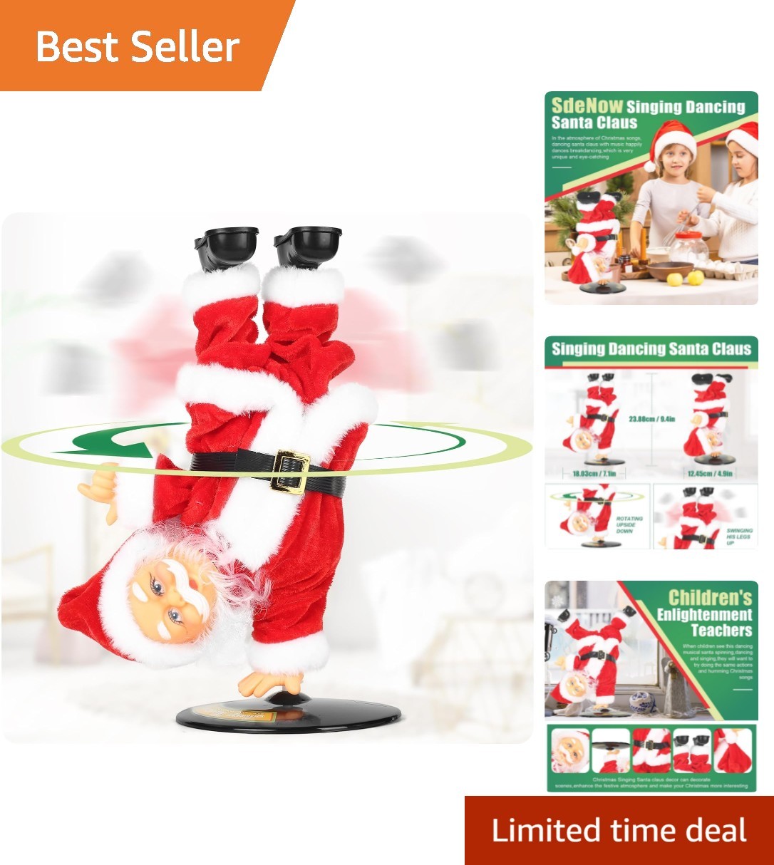 Inverted Breakdancing Santa: Animated Musical Toy for Christmas Cheer