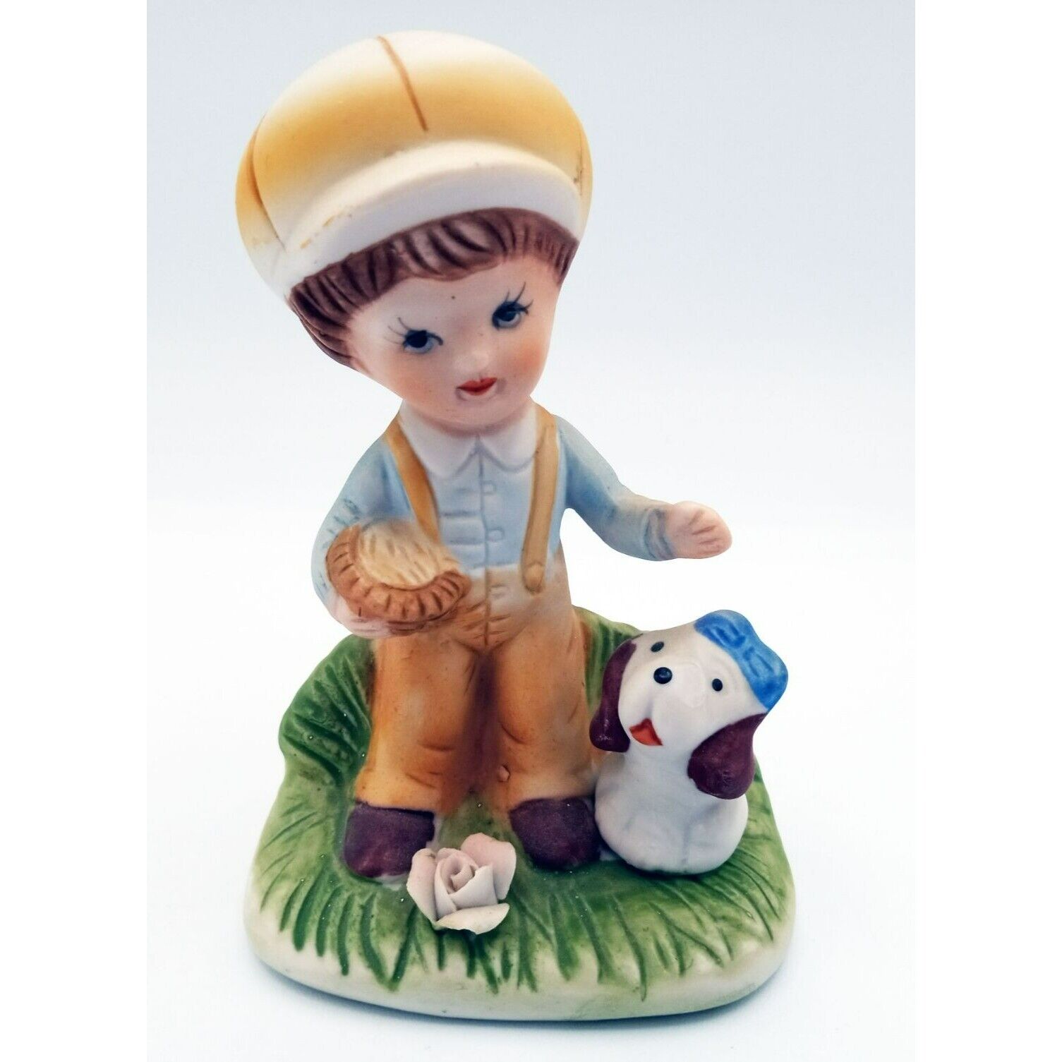 Homco Porcelain Boy with Dog 4.25 Inches Hand Painted Collectible Decor Vintage