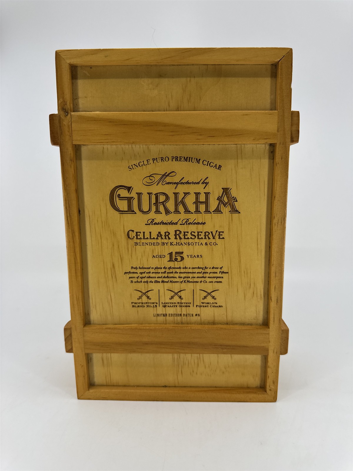 Gurkha Cellar Reserve 15 Year Empty Wooden Cigar Box Batch #8