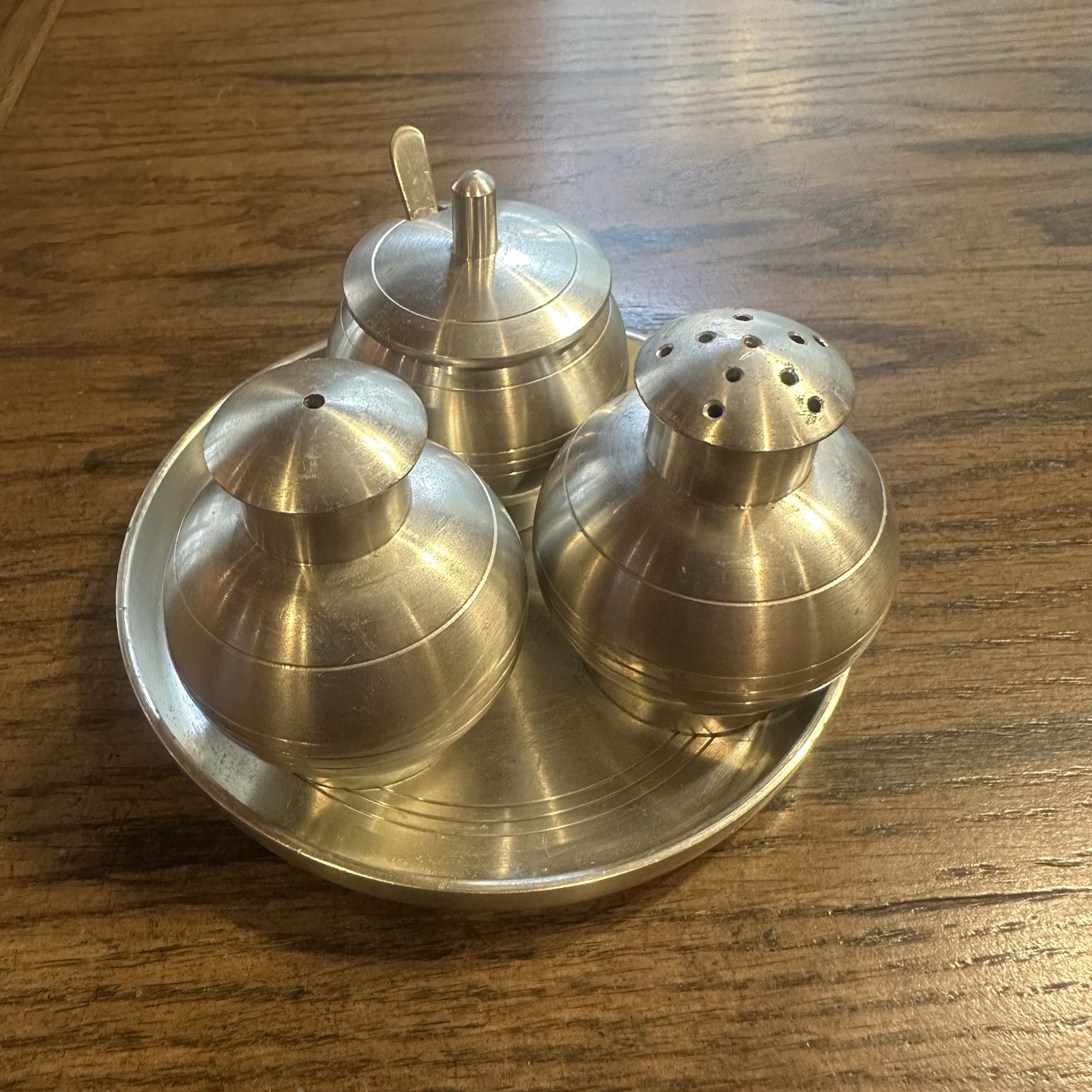 Selangor Pewter Mid Century Cruet Set Salt Pepper Mustard Singapore Malaysia