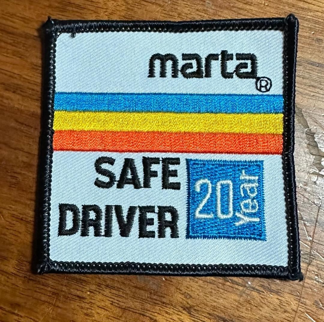 1990\'s  MARTA Transit Atlanta Georgia Safe Driver 20 Years Arm Bus Subway Patch