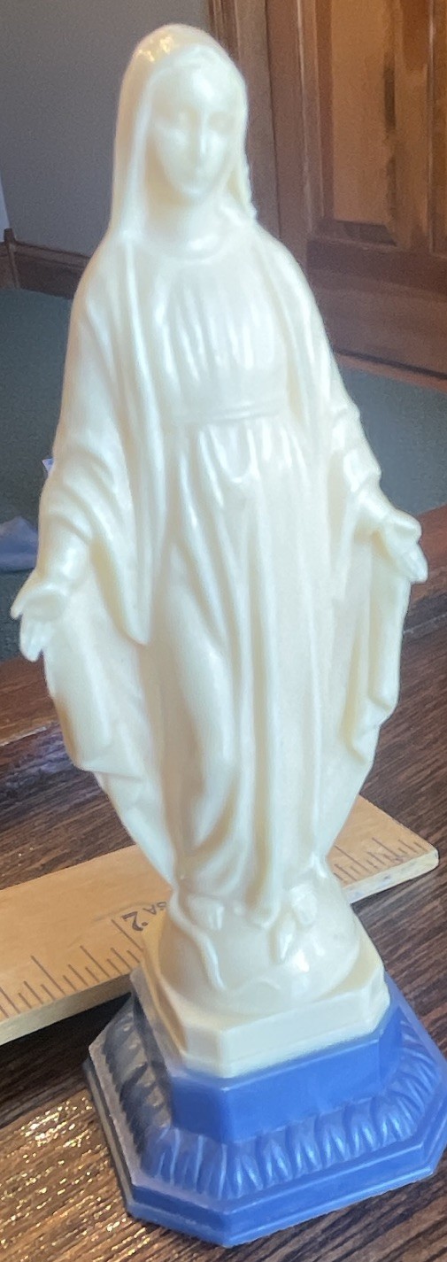Virgin Mary vintage Plastic Statue Figure made in Italy